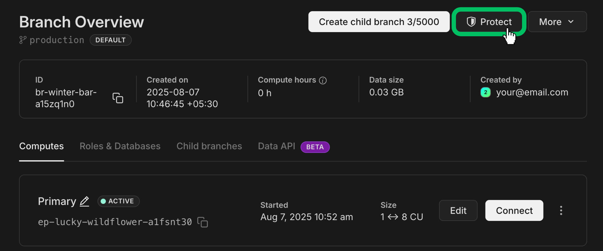Protect branch button